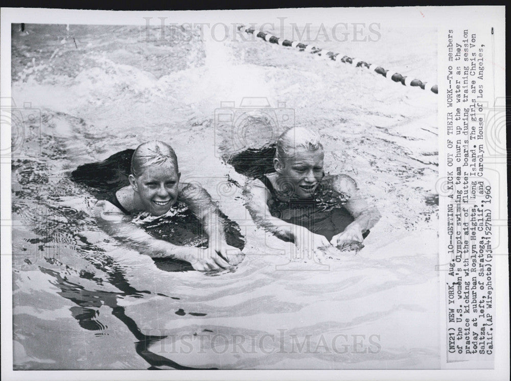 1960 Press Photo Carolyn House and Chris Von Saltza, US Olympic Swim Team - Historic Images