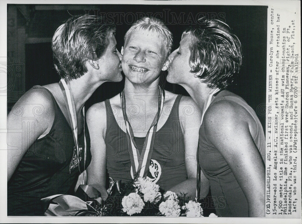 1961 Press Photo Carolyn House after Retaining 1500 Meter Title, Philadelphia - Historic Images