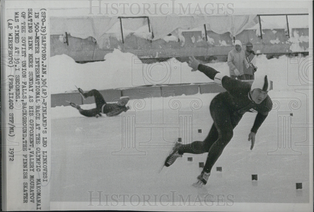 1972 Press Photo Finland&#39;s Leo Linkovesi in 500 meter race - Historic Images