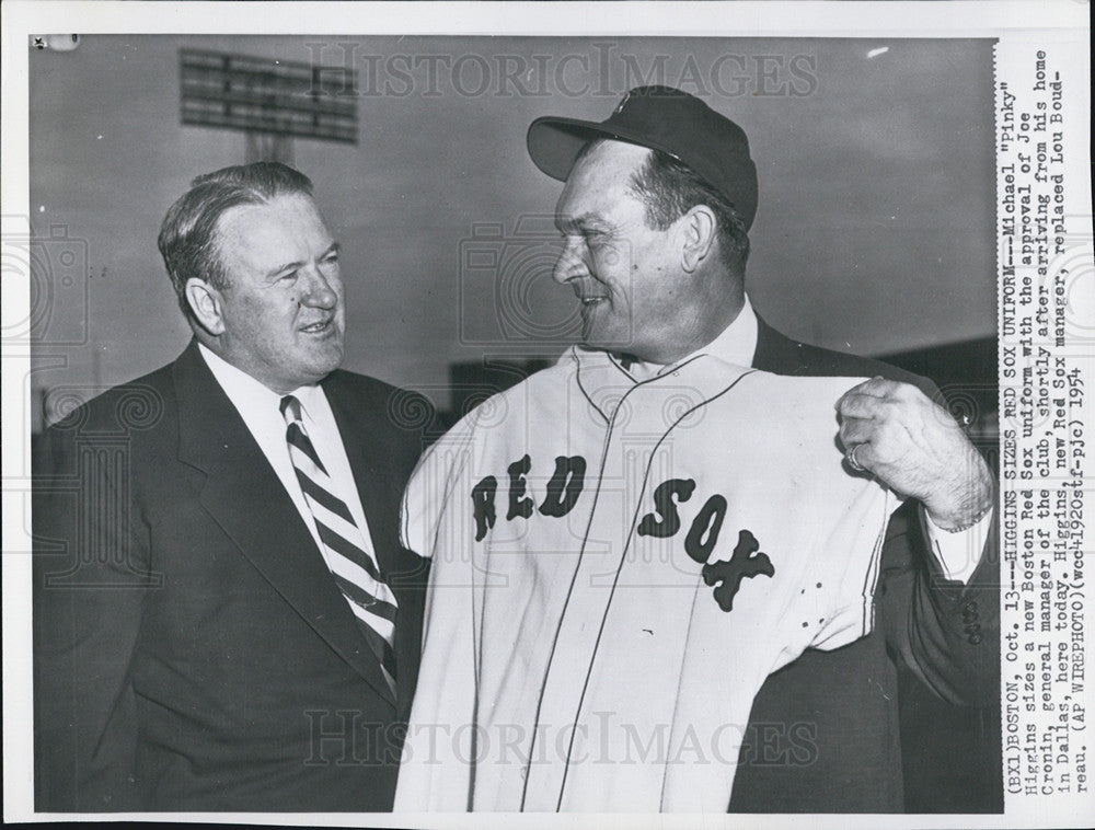 1954 Press Photo Red Sox Michael &quot;Pinky&quot; Higgins and General Manager Joe Cronin - Historic Images