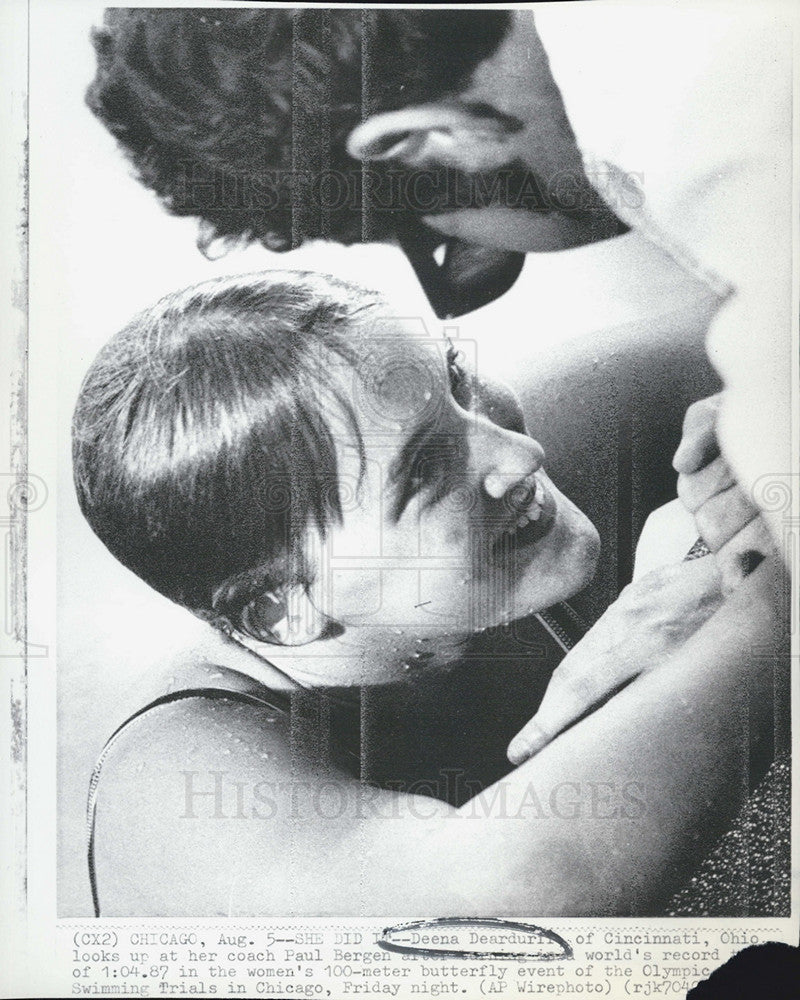 1972 Press Photo Deena Deardurff, Women's 100-Meter Butterfly Record Setter - Historic Images