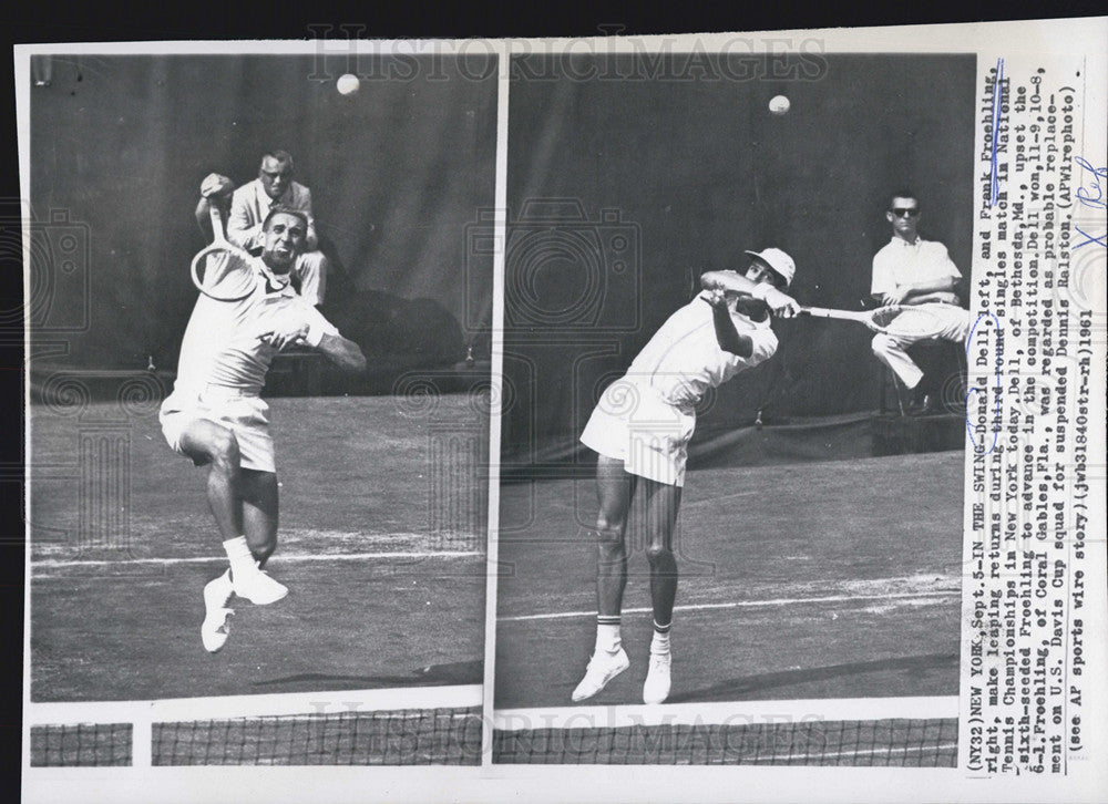 1961 Press Photo Donald Dell and Frank Froehling, National Tennis Championships - Historic Images