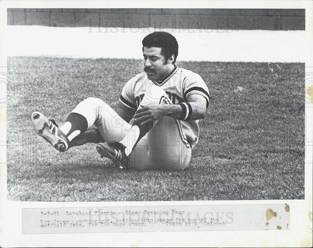 1981 Press Photo Detroit Tigers&#39; Lyn Jones, Tiger Training Camp - Historic Images