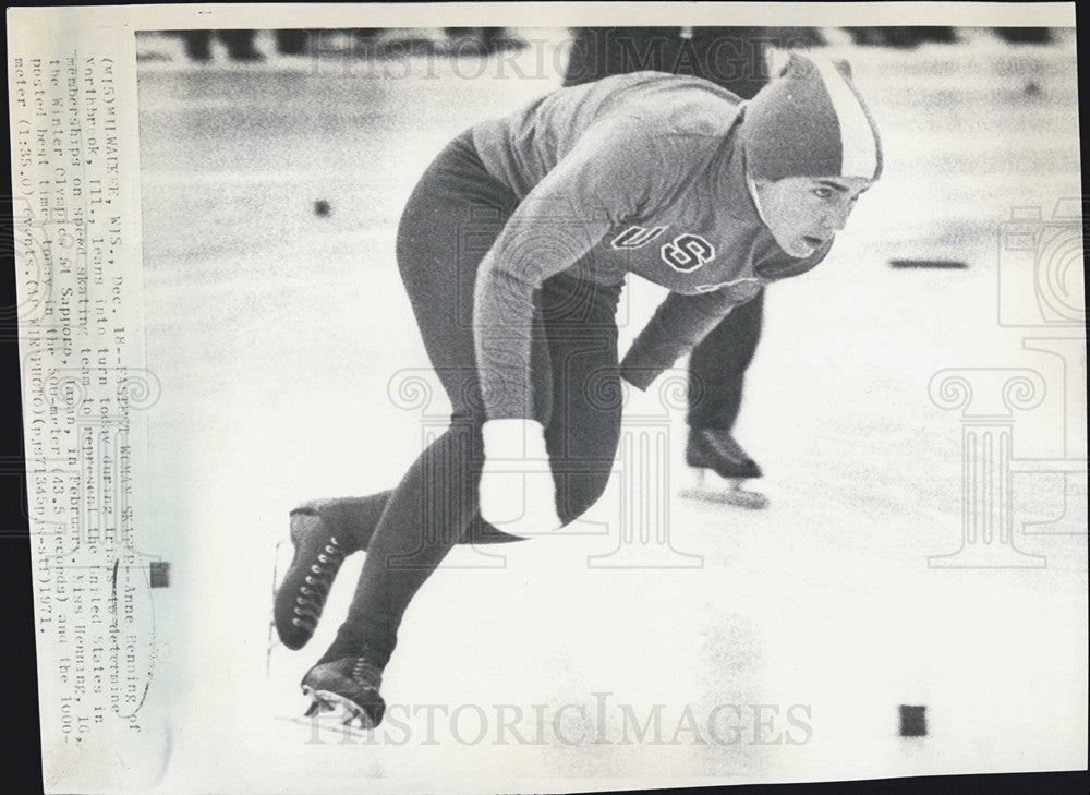 1971 Press Photo Anne Henning Olympic Speed Skate Winter Olympics Sapporo Japan - Historic Images