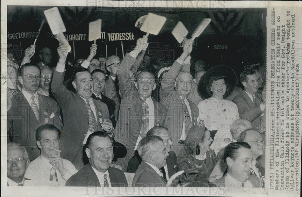 1948 Press Photo Illinois Delegation Governor Dwight Green Republican GOP - Historic Images