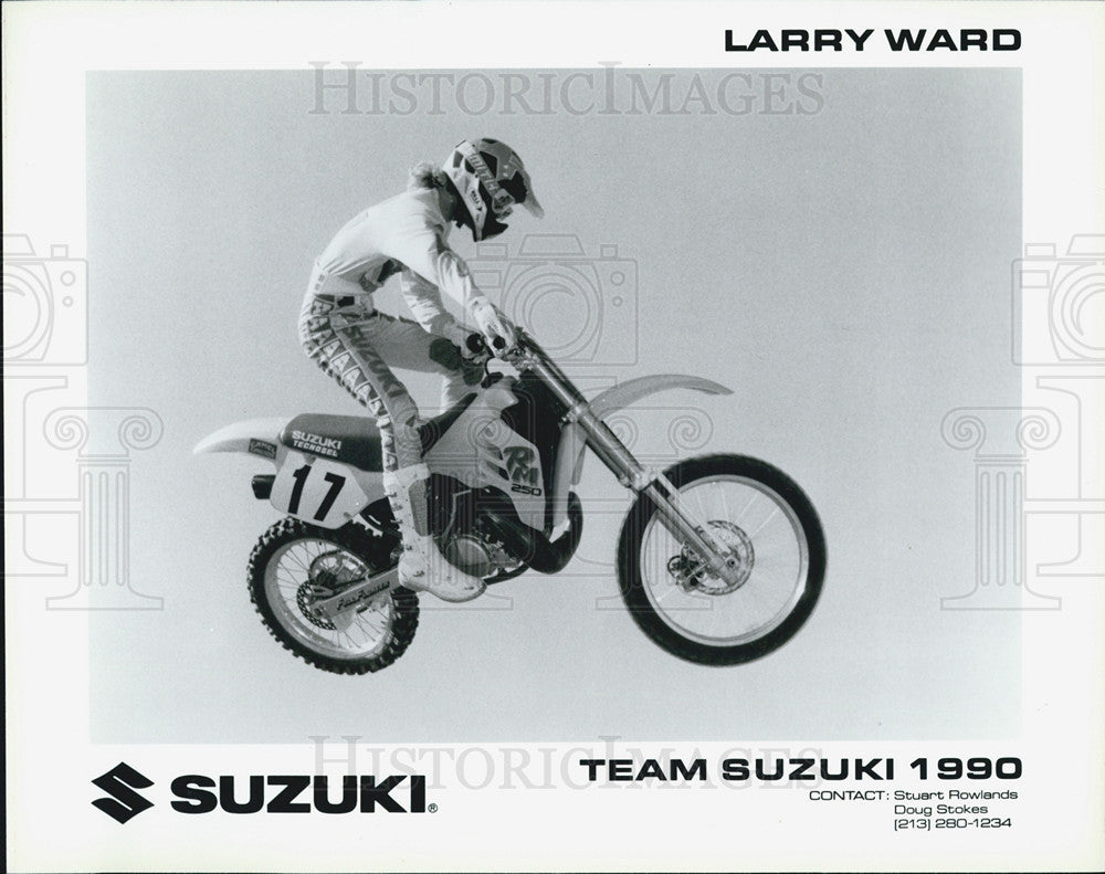 1990 Press Photo Larry Ward Team Suzuki Stuart Rowlands Doug Stokes - Historic Images