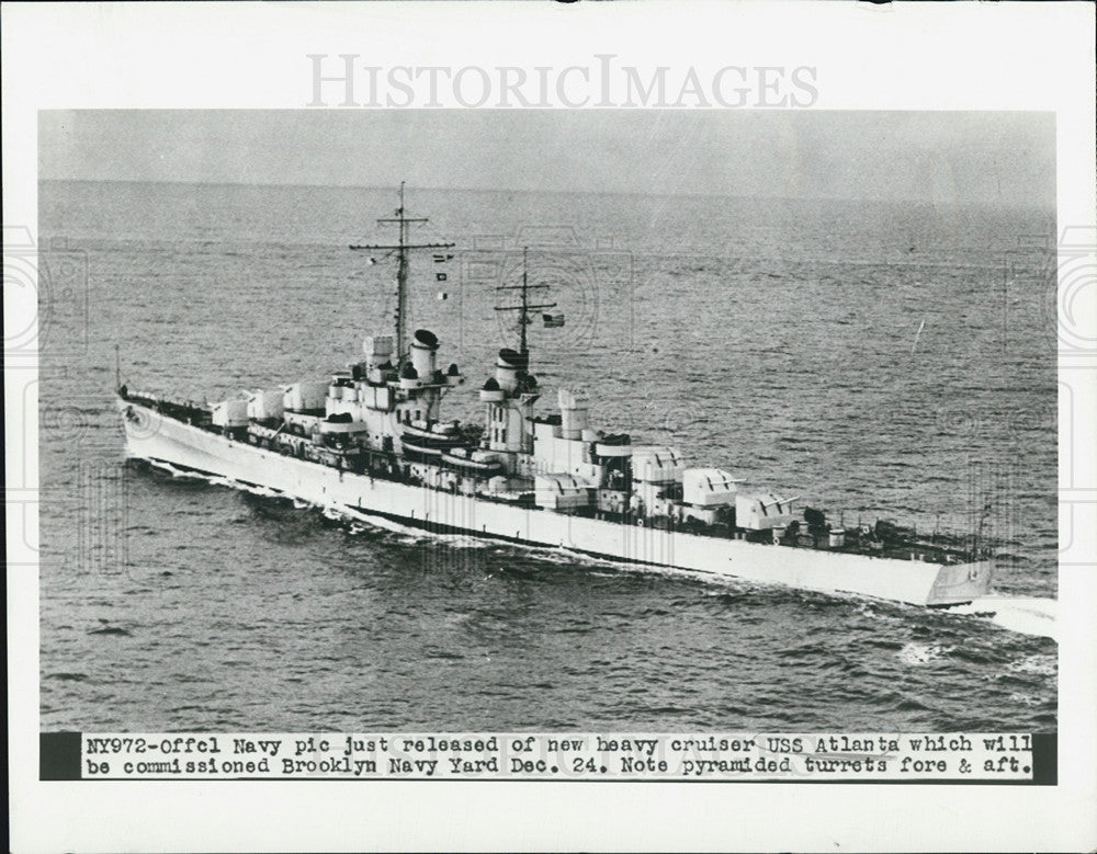 Undated Press Photo Heavy Cruiser USS Atlanta - Historic Images