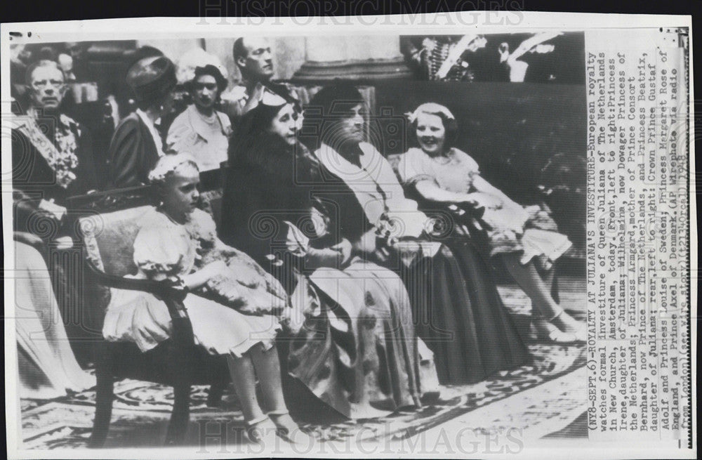 1948 Press Photo Queen Juliana Of The Netherlands New Church Amsterdam Family - Historic Images