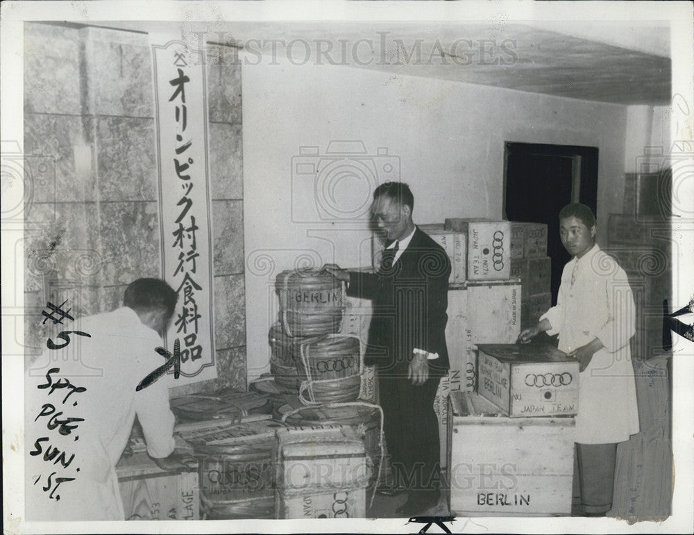 1936 Press Photo Meals are Shipped to Berlin for Japanese Olympic Team - Historic Images