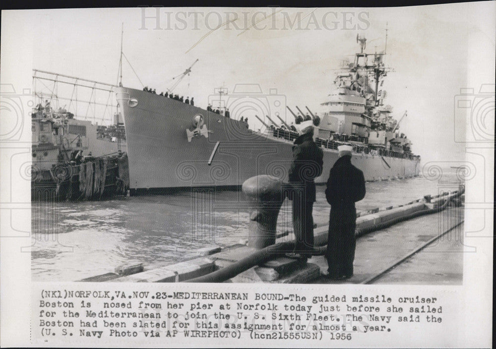 1956 Press Photo Guided Missile Cruiser Boston - Historic Images