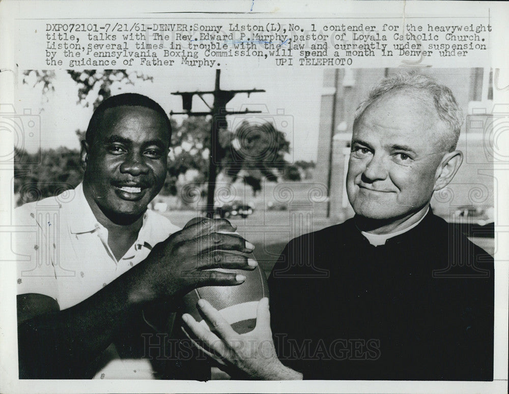 1961 Press Photo Heavyweight Contender Sonny Liston and Rev Edward Murphy - Historic Images