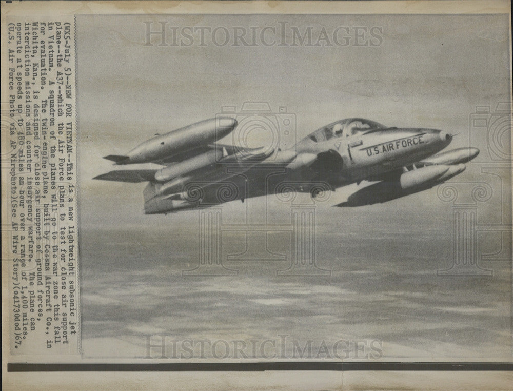 1967 Press Photo Lightweight Subsonic jet plane - the A37, which the Airforce - Historic Images