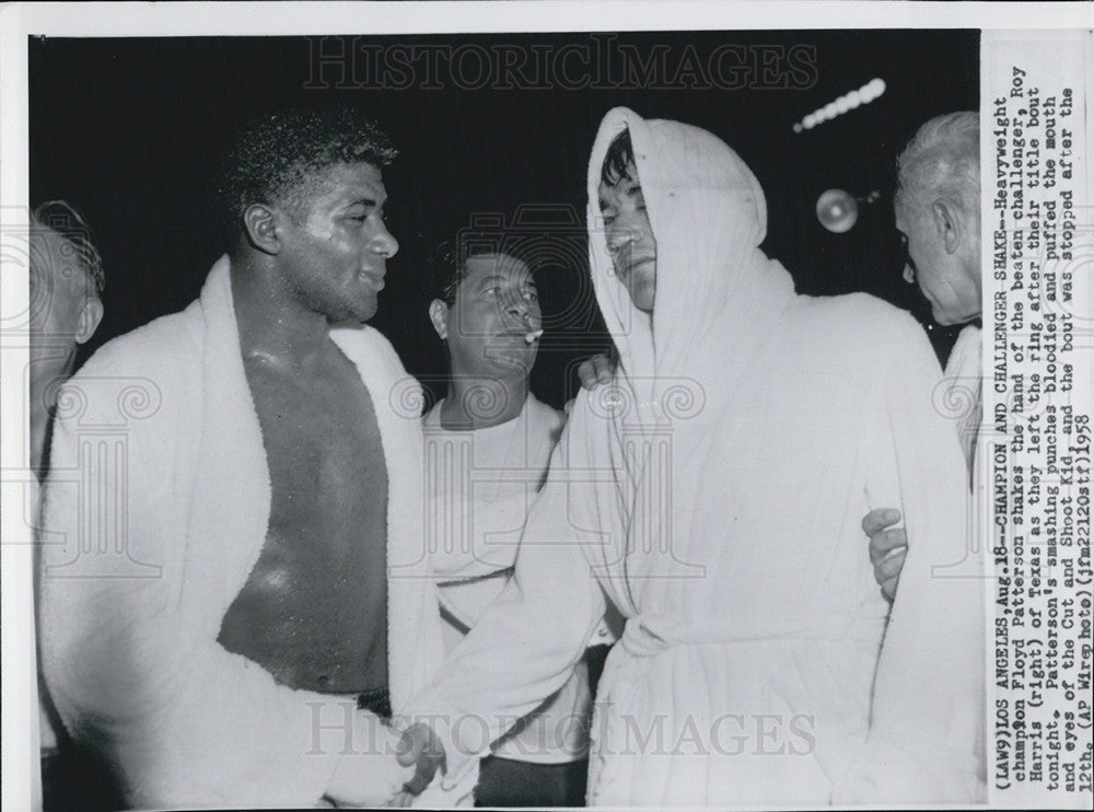 1958 Press Photo Heavyweight champion Floyd Patterson &amp; Roy Harris - Historic Images