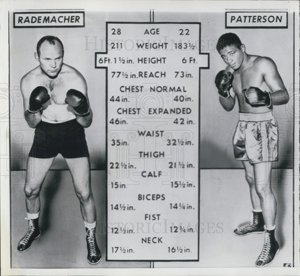 1957 Press Photo Heavyweights Pete Rademacher and Floyd Patterson - Historic Images