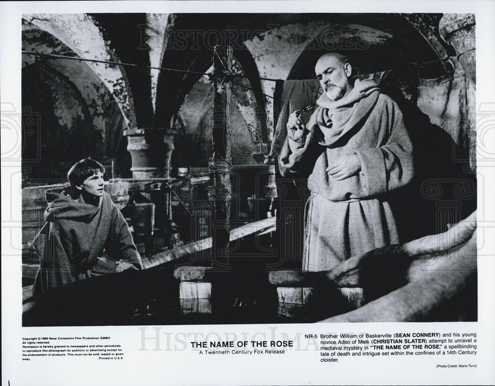 Undated Press Photo Sean Connery and Christian Slater in "The Name of the Rose" - Historic Images