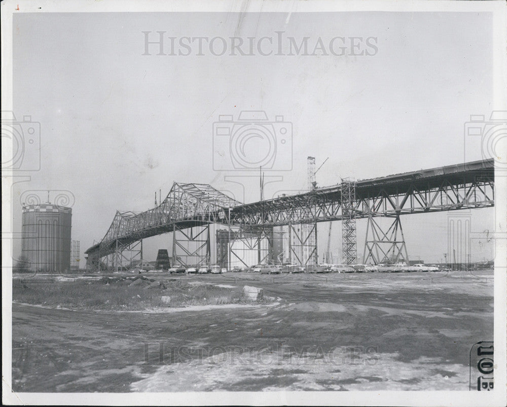 1958 Press Photo Construction on the Calumet Skyway Cantilever Bridge - Historic Images