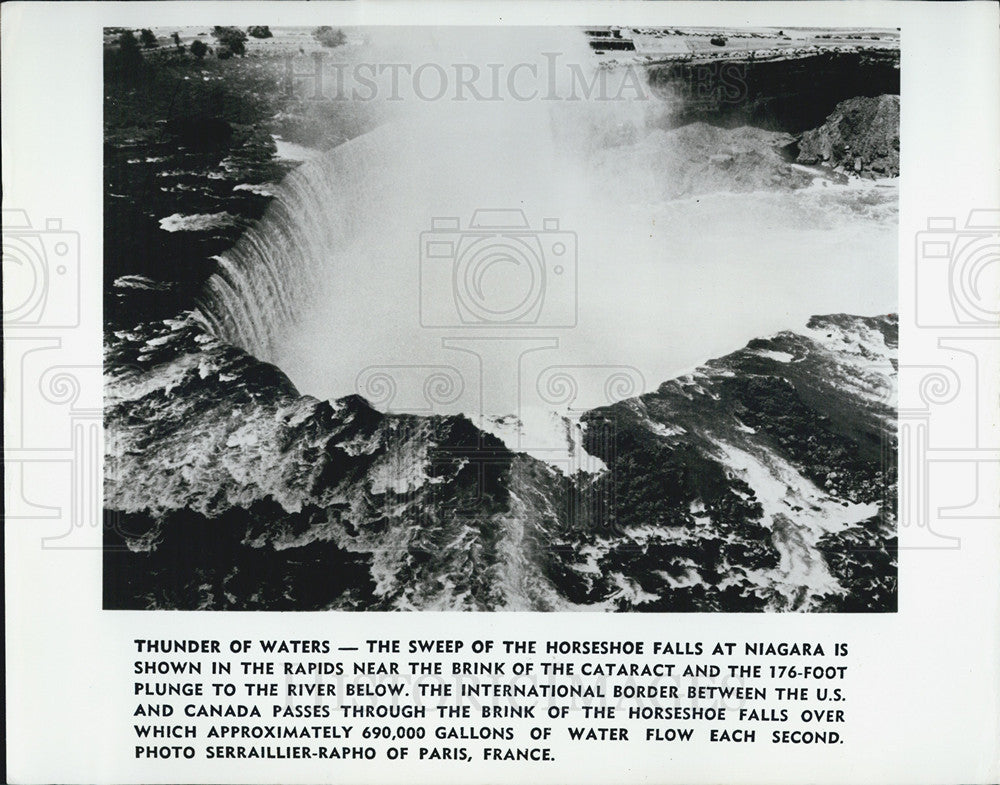 1968 Press Photo Horseshoe Falls At Niagara Rapids Near Cataract 176 Foot Plunge - Historic Images