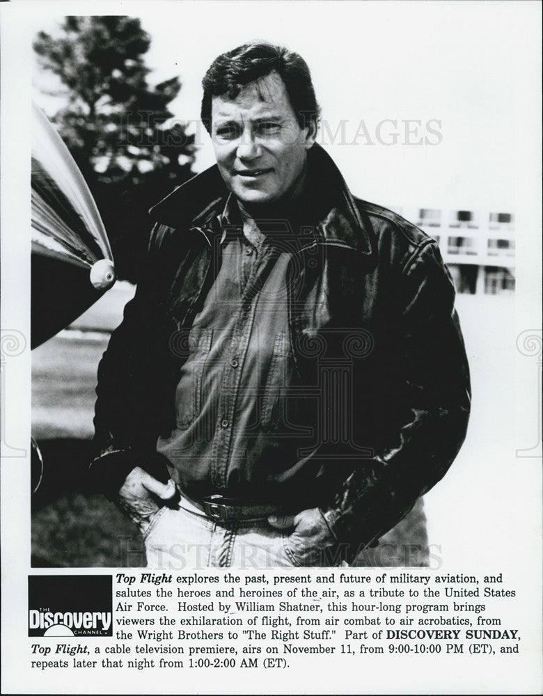 Press Photo Top Flight Discovery Channel Host William Shatner Actor Aviators - Historic Images