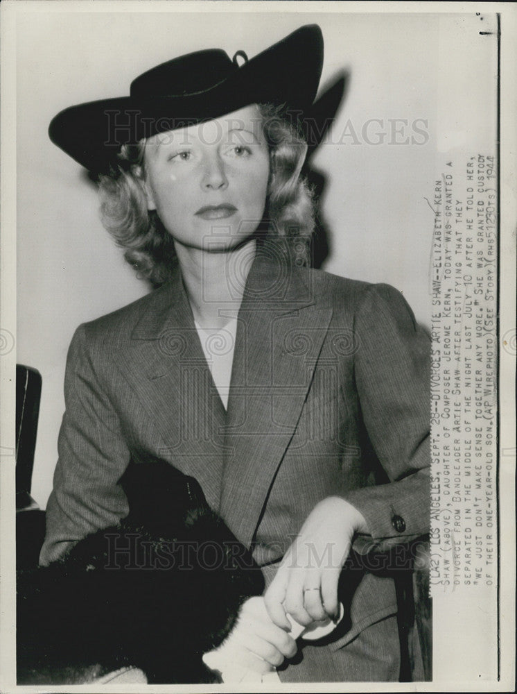 1944 Press Photo Elizabeth Kern Shaw Daughter Of Composer Jerome Kern Divorces - Historic Images