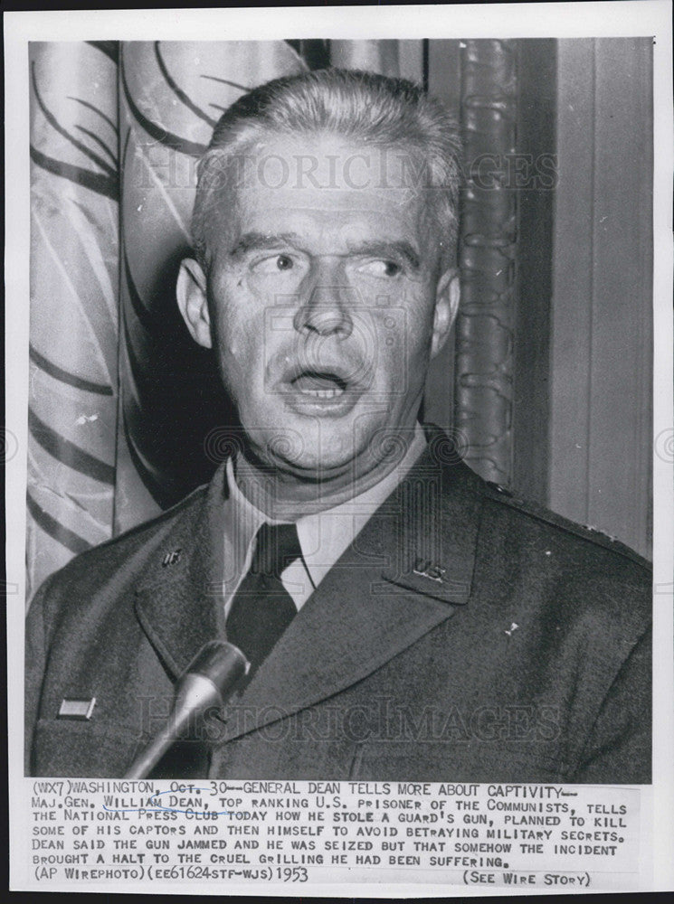 1953 Press Photo Major General William Dean National Press Club After Return - Historic Images