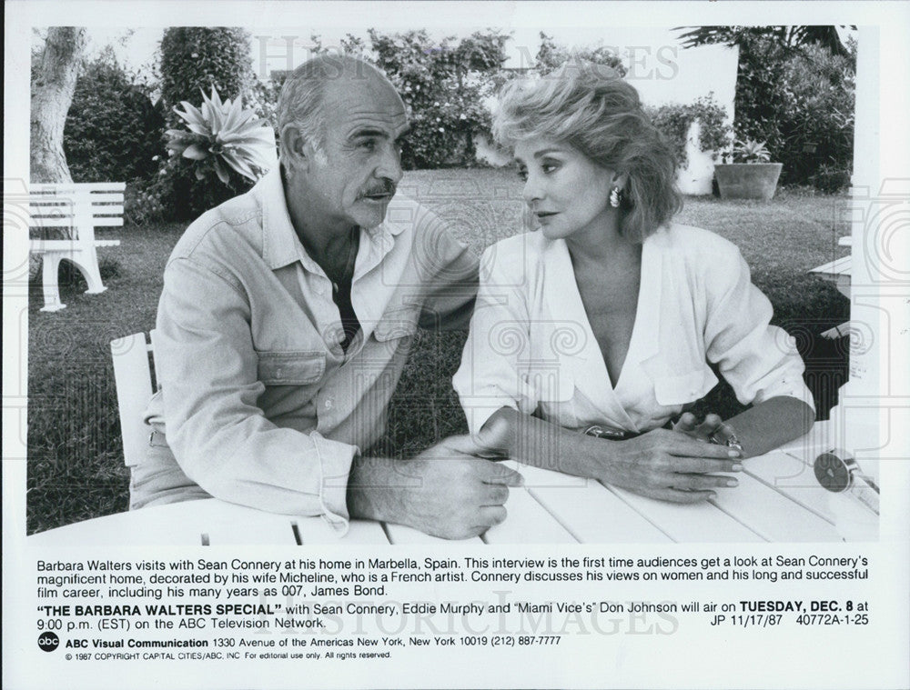 1987 Press Photo Actor Sean Connery on the Barbara Walters Special - Historic Images