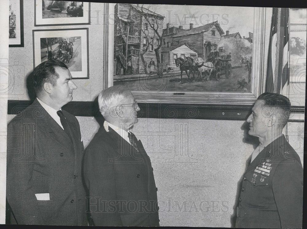 1947 Press Photo Capt. Joe McCarthy,  Michael Corrigan,  Gen. Fred Robillard - Historic Images