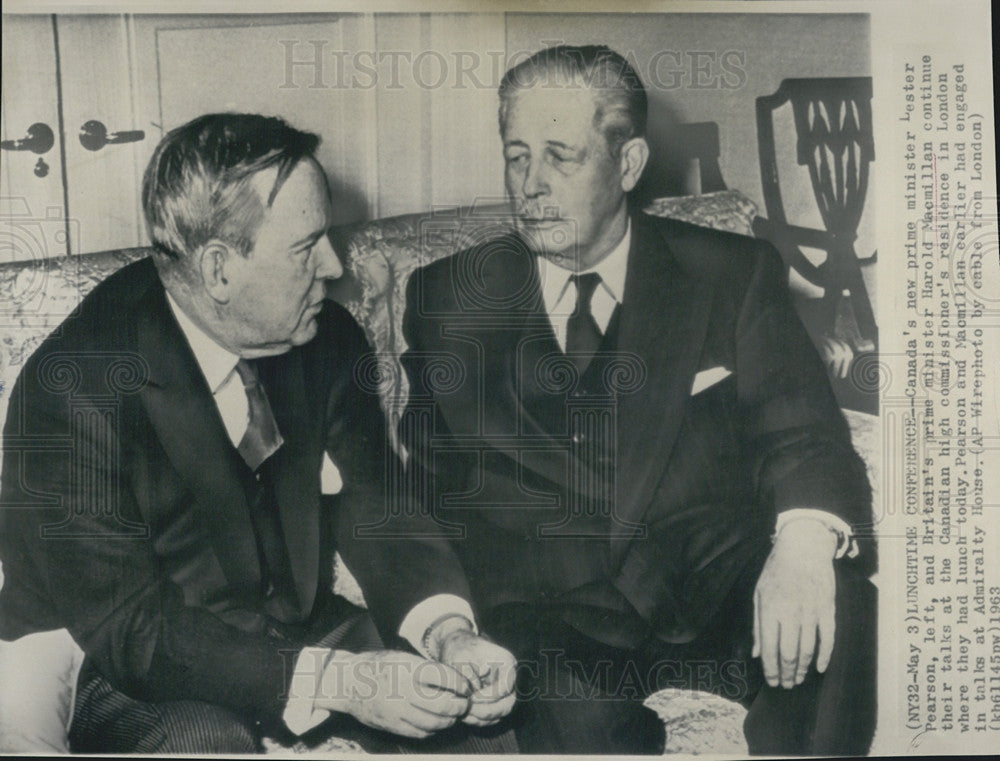 1963 Press Photo British Prime Minister Harold MacMillan Canadian Lester Pearson - Historic Images