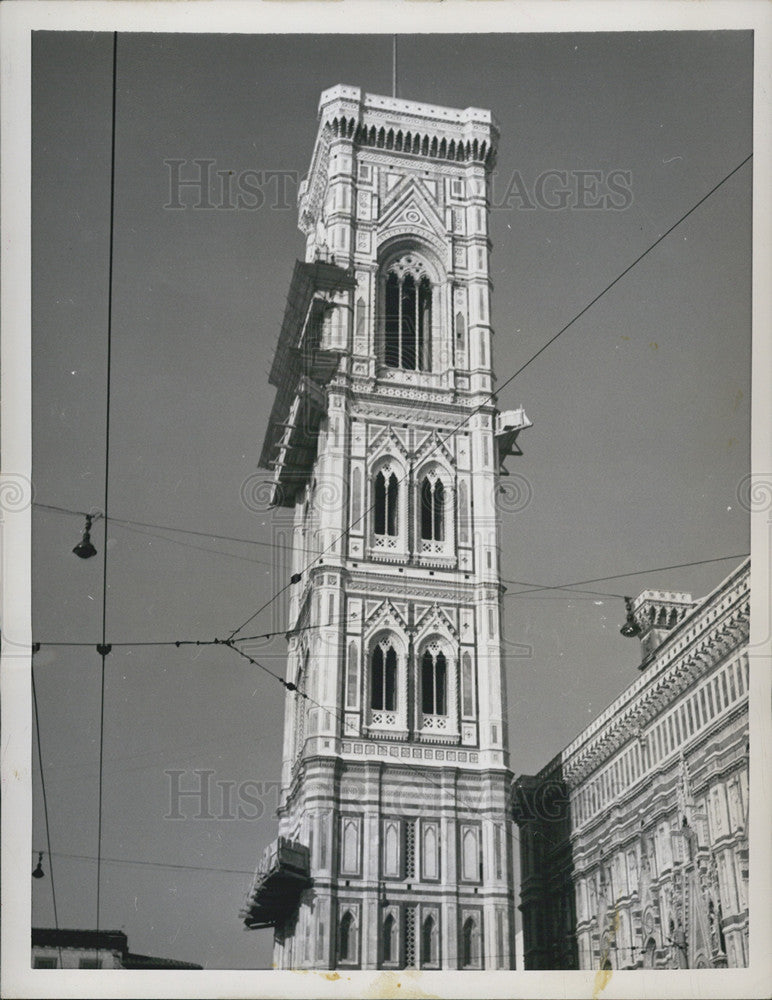 1957 Press Photo Giotto&#39;s Bell Tower in Florence, Italy - Historic Images