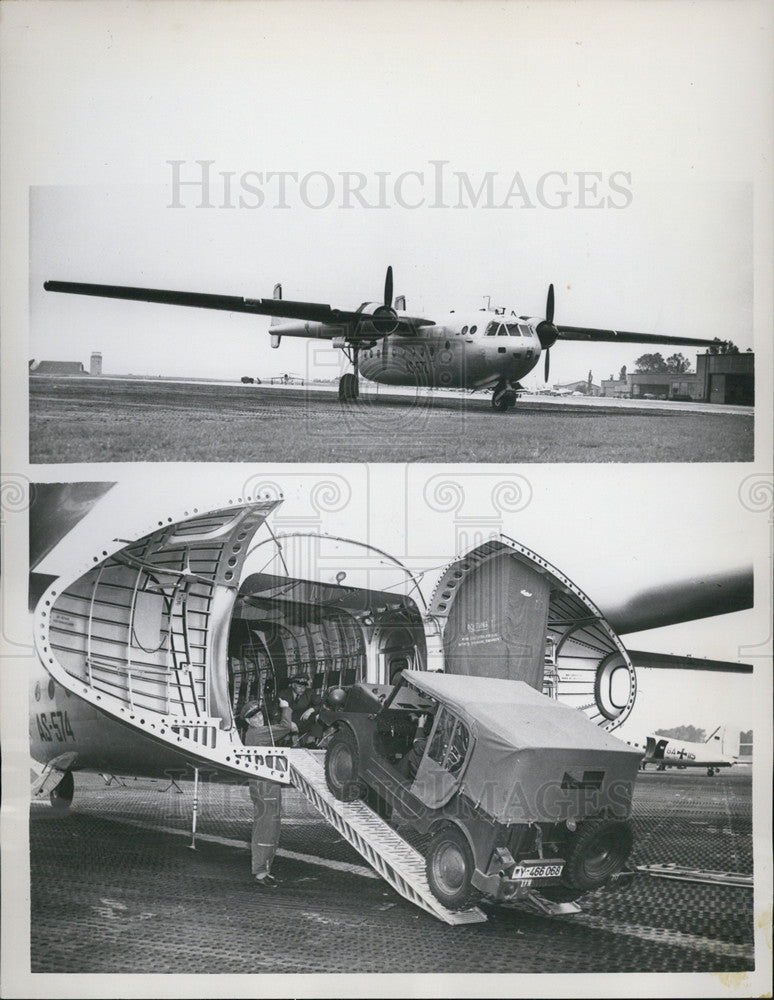 1957 Press Photo Frankfurt Noratlas Transport Plane Cargo Germany Air Force - Historic Images