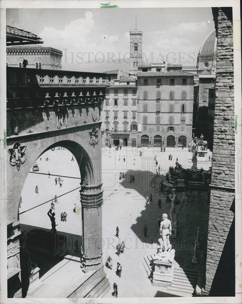 1967 Press Photo Piazza Della Signoria City Hall Squre Florence Italy Landmark - Historic Images