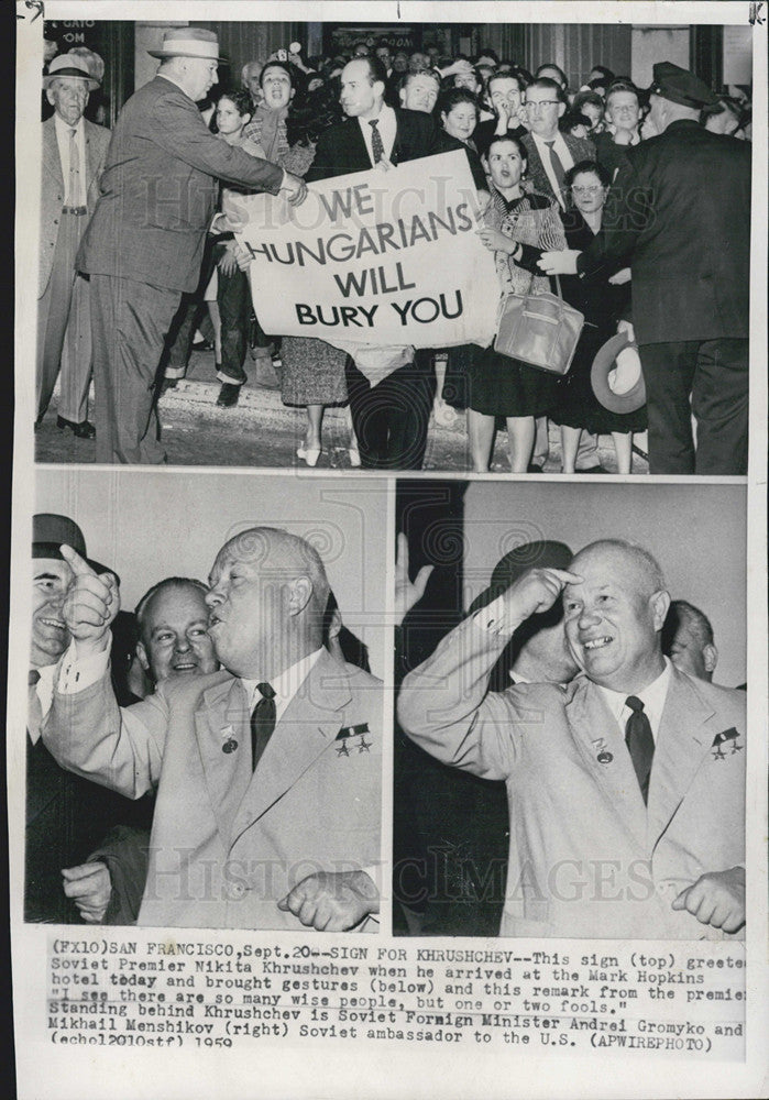 1959 Press Photo Nikita Krushchev Soviet Prime Minister UN Visit - Historic Images