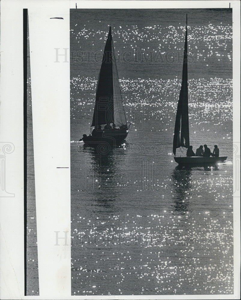 1990 Press Photo Tampa Bay Sailboats Sunset - Historic Images