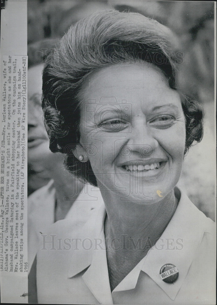 1966 Press Photo Mrs Lurleen Wallace, Wife of George Wallace - Historic Images