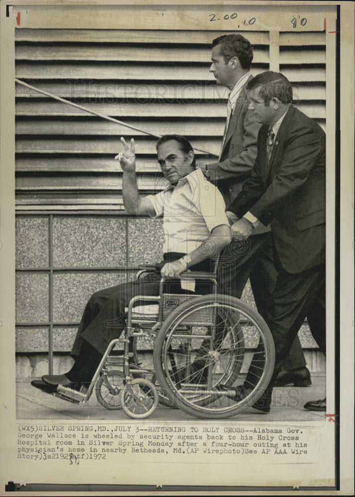 1972 Press Photo Alabama Gov. George Wallace - Historic Images