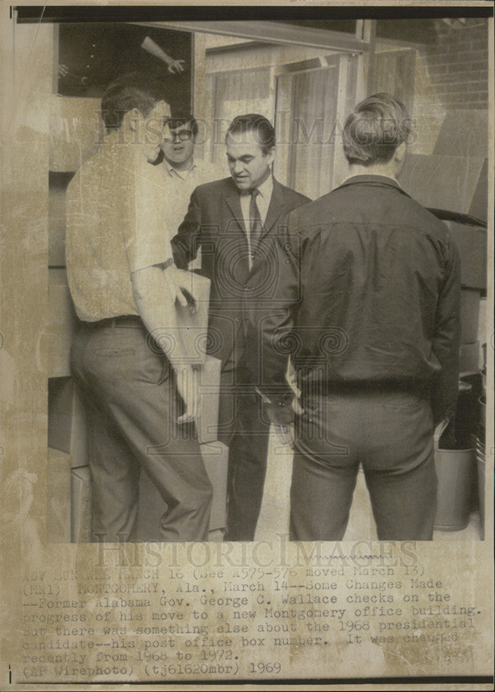 1969 Press Photo Alabama Gov George Wallace Moves To Montgomery Office Bldg - Historic Images