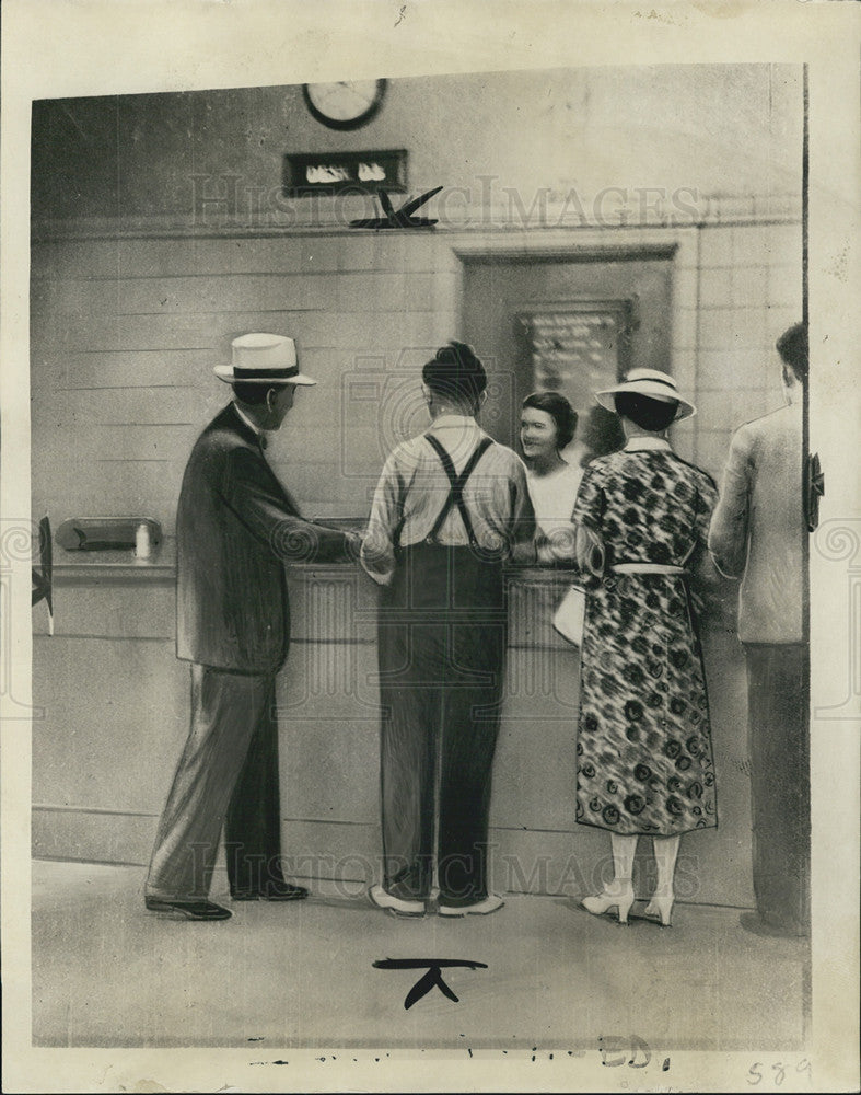 1937 Press Photo Reception desk at Mayo Clinic, Rochester, Minn. - Historic Images