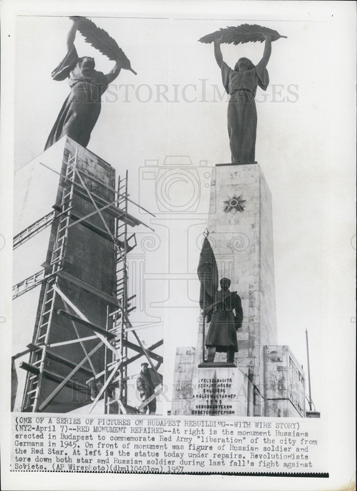 1957 Press Photo Monument to commemorate Red Army Liberation in Budapest - Historic Images