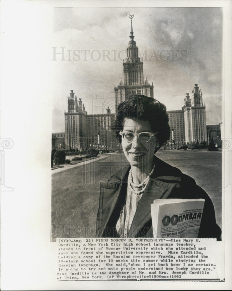 1963 Press Photo Miss Mary E. Cardillo  attended school at Moscow University - Historic Images