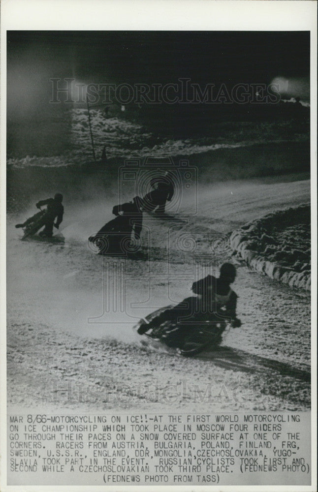 1966 Press Photo Motorcycling On Ice in the Soviet Union - Historic Images
