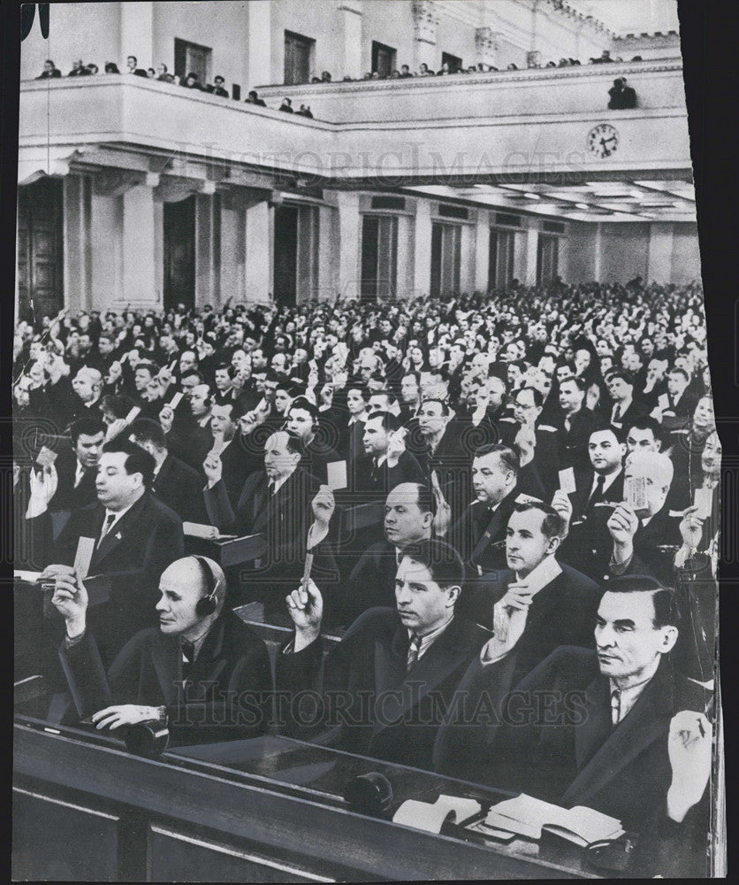 1959 Press Photo Soviet Prime Minister Nikita S. Khrushchev addresses delegates - Historic Images