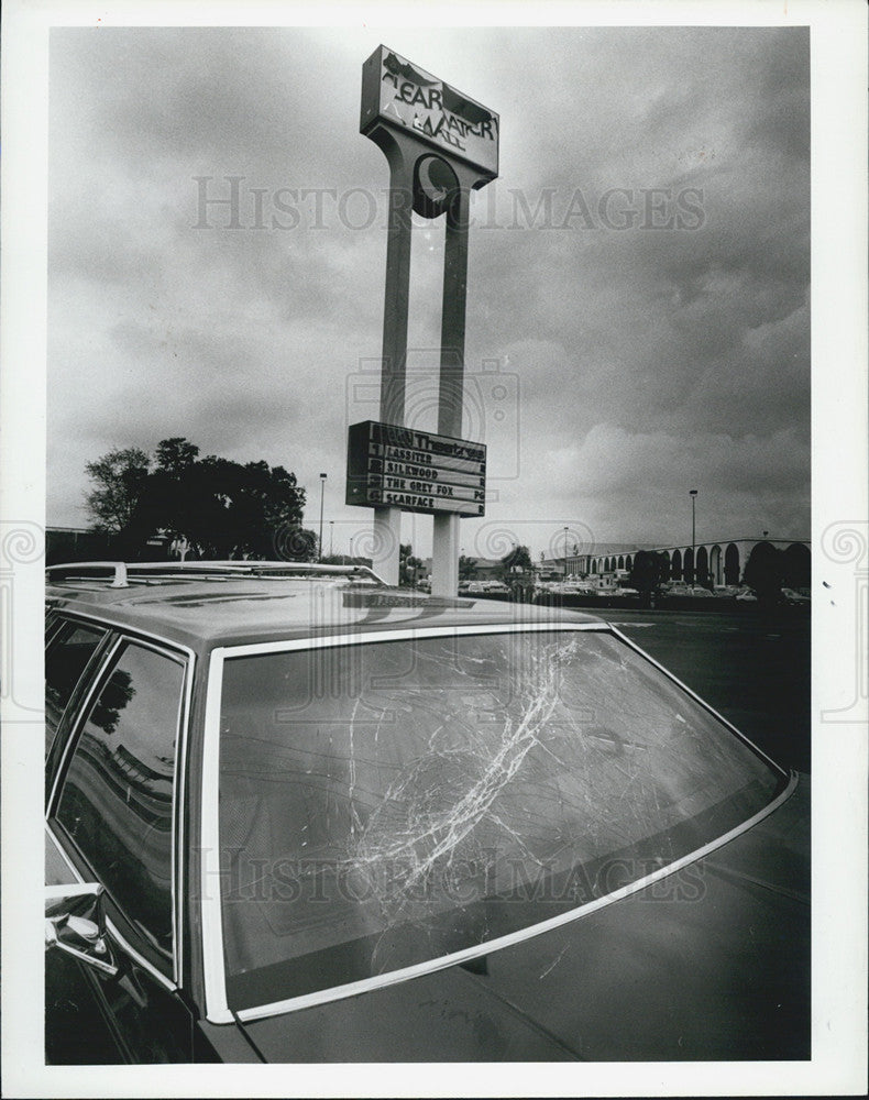 1984 Press Photo Pinellas Storm, Clearwater Mall Sign - Historic Images