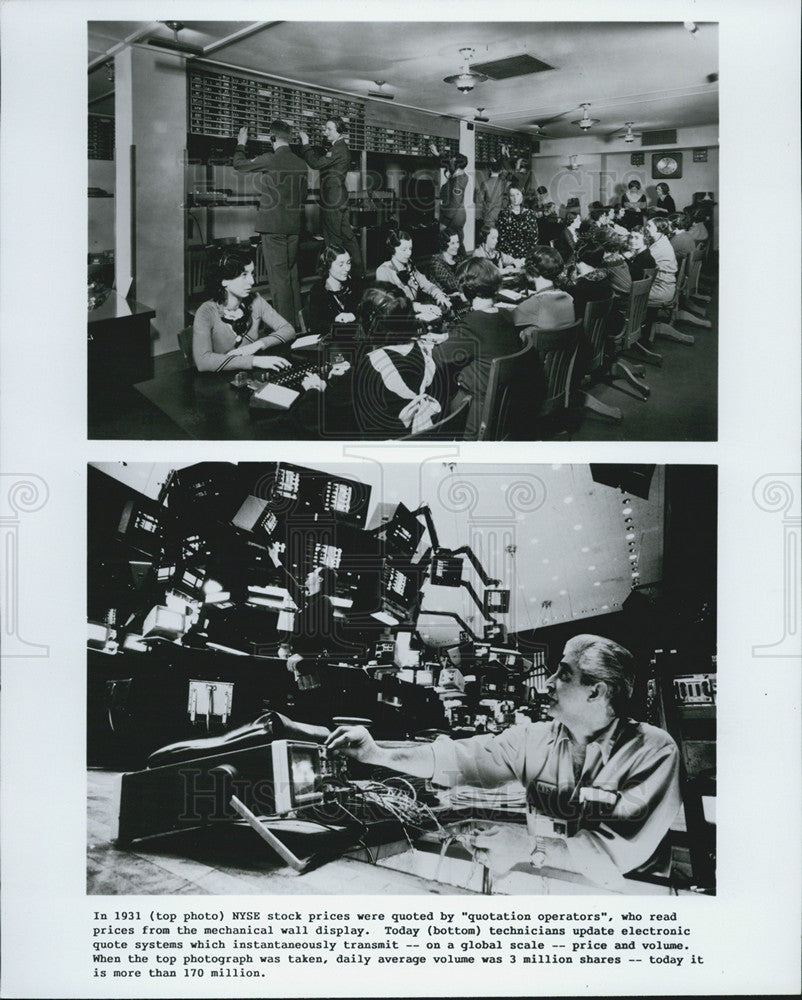 1993 Press Photo New York Stock Exchange technicians electronic quote systems - Historic Images