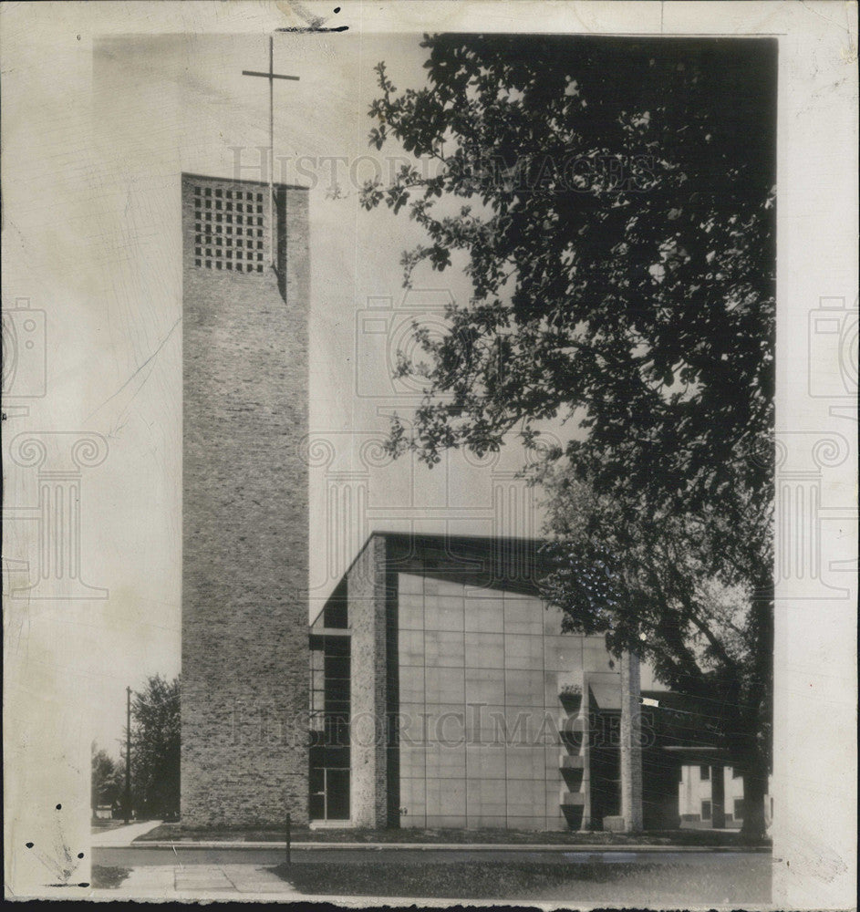 1956 Press Photo Christ Evangelical Lutheran Church, cited for design. - Historic Images