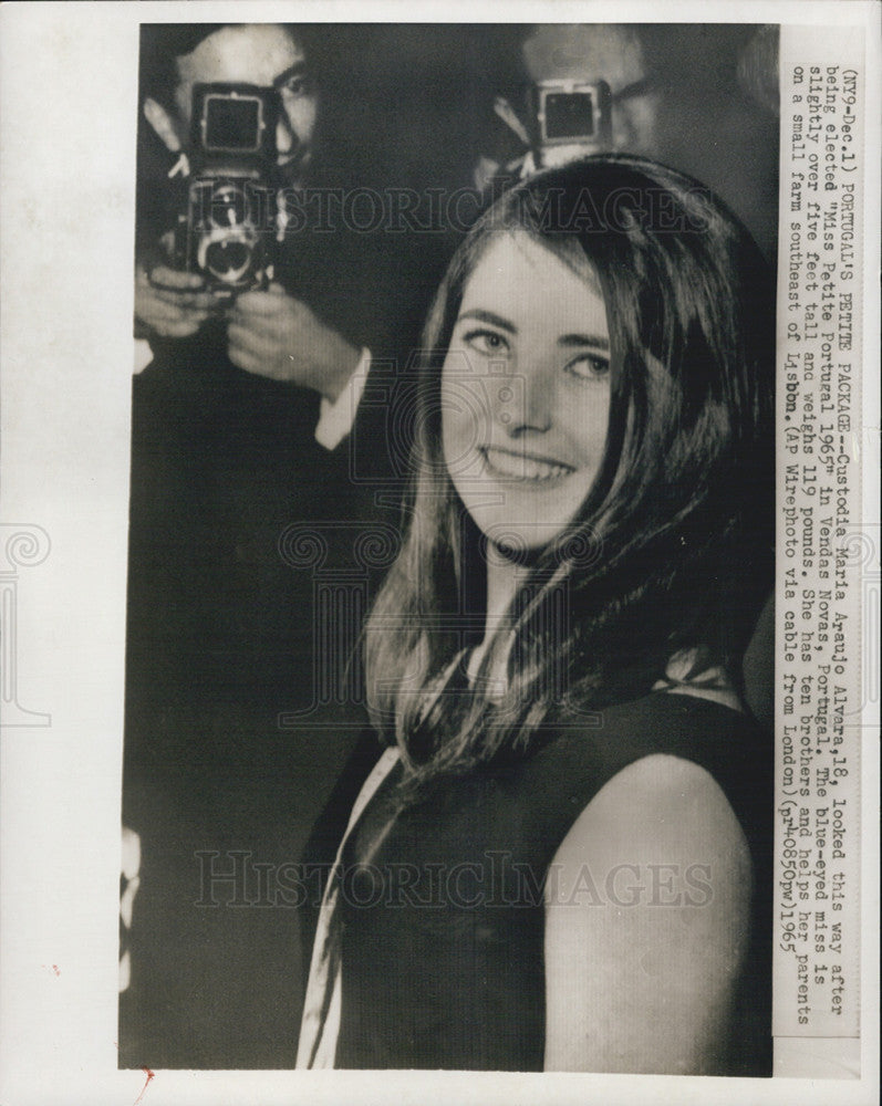 1965 Press Photo Custodia Maria Araujo Alvara 1965 Miss Petite Portugal - Historic Images