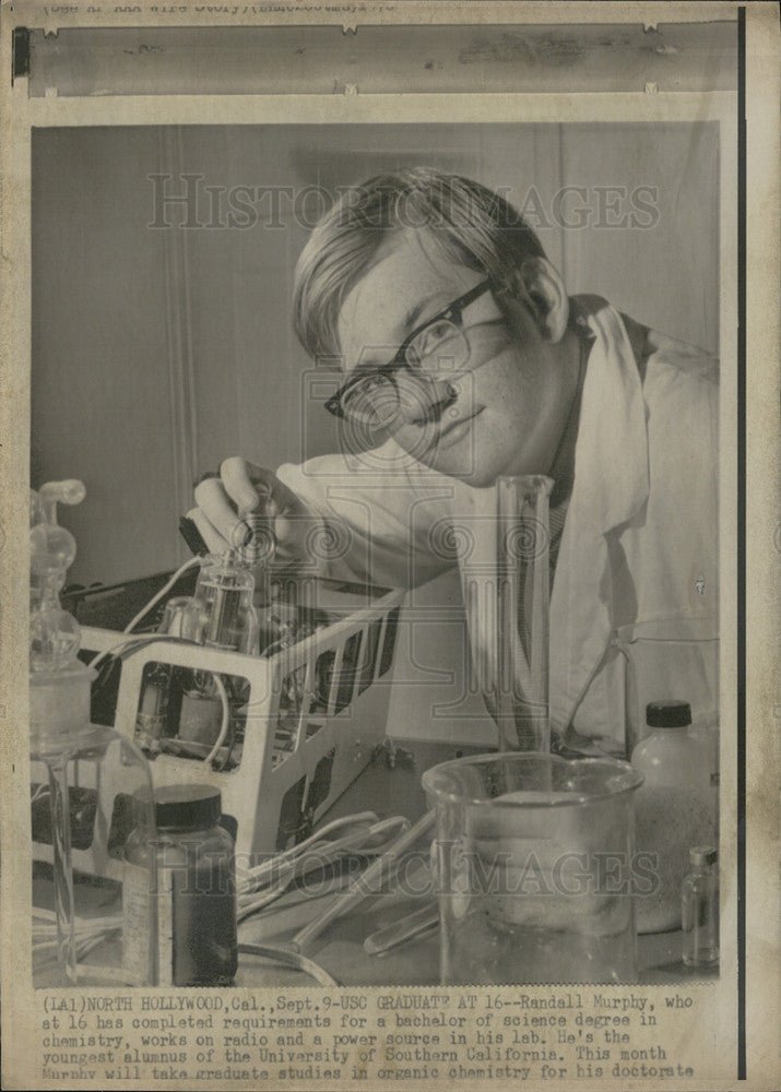 Press Photo Randall Murphy, 16, completed his Bachelor of Science degree at USC - Historic Images