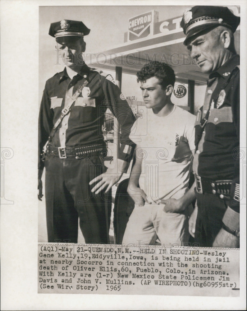 1965 Press Photo Wesley Gene Kelly Arrested Socorro Shooting Oliver Ellis Police - Historic Images