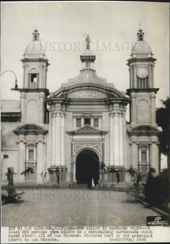 1936 Press Photo of San Vicente Church in Salvador,Salvador. - Historic Images