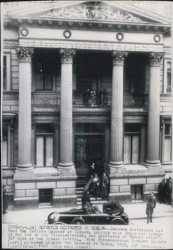 1943 Press Photo British Embassy Reported Destroyed - Historic Images