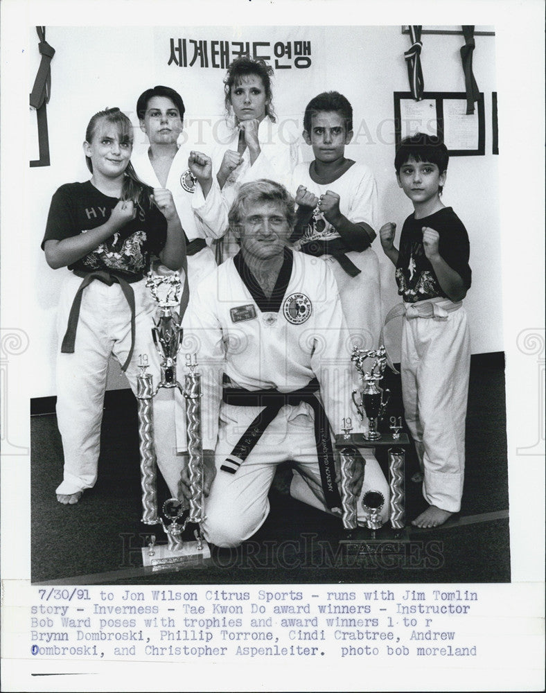 1991 Press Photo Tae Kwon Do award winners Jon Wilson Citrus Sports - Historic Images