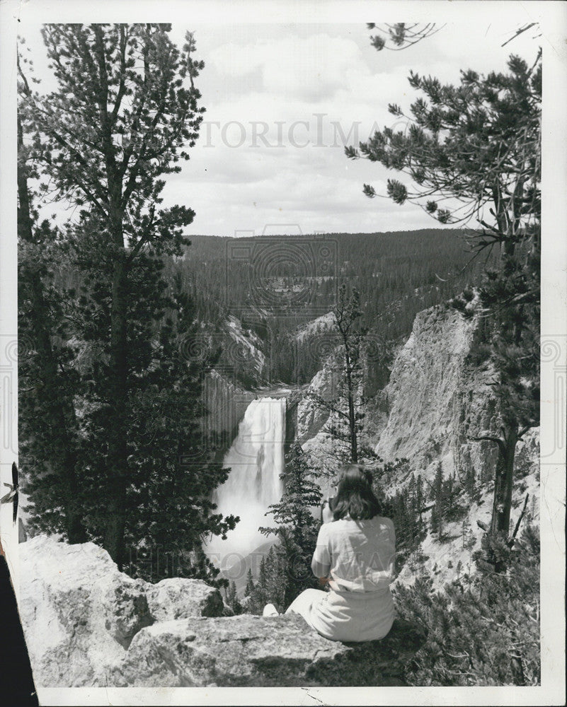 1959 Press Photo Grand Canyon Lower Falls Yellowstone National Park - Historic Images